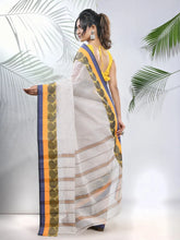 White Pure Cotton Tant Saree With Woven Designs-MA51TT43430127